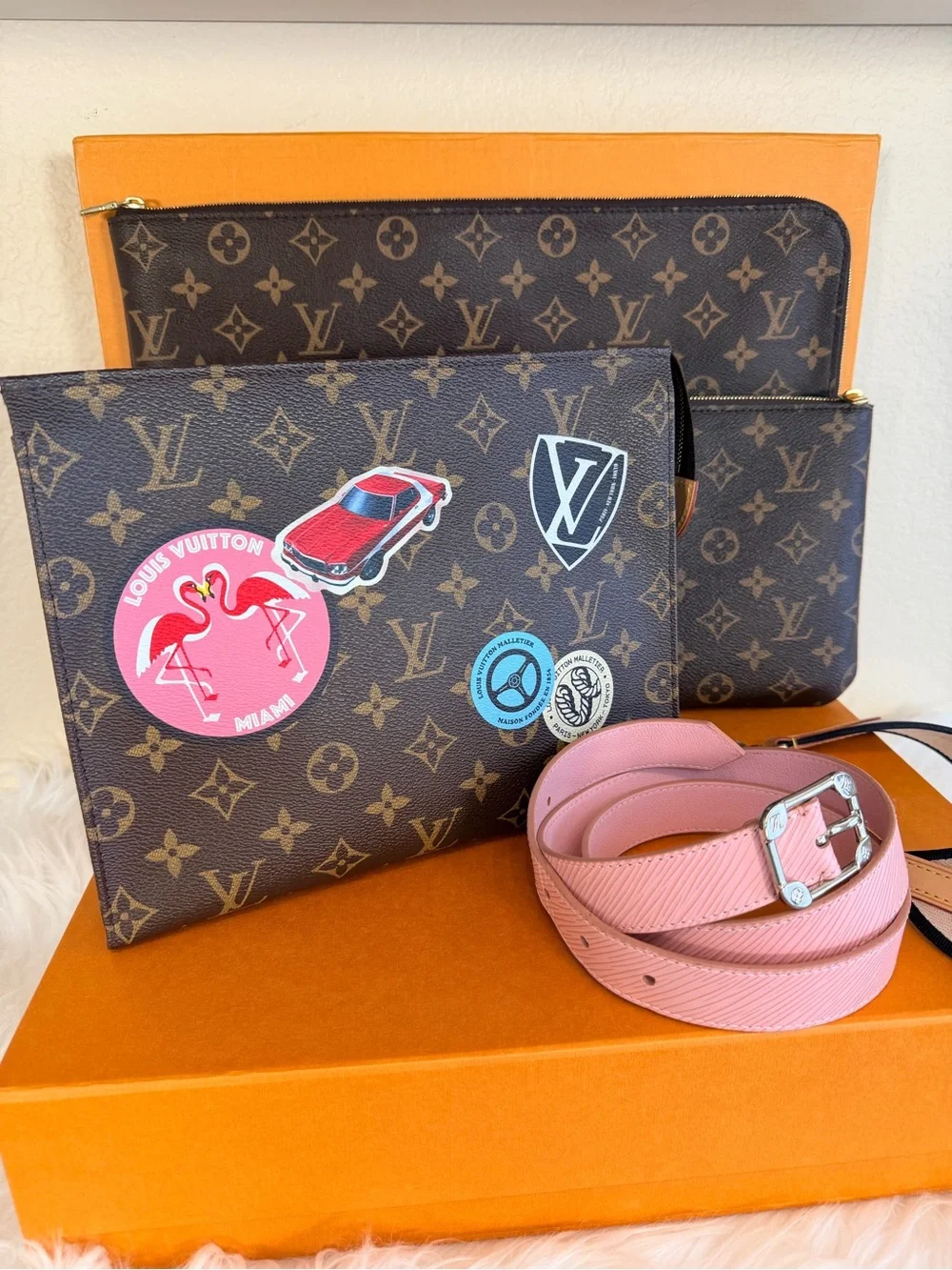 Louis Vuitton Pink Epi Belt